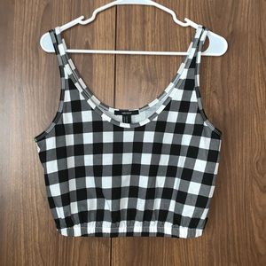 Forever 21 Black White Gingham Crop Tank Top NWT